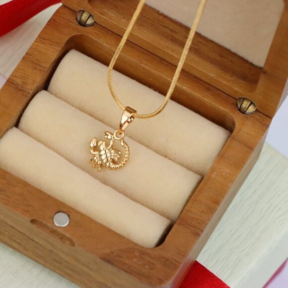 "Rose Gold Scorpio Pendant in Gold Plated Brass Zodiac Charm, XPPT1465 - Picture 8 of 13